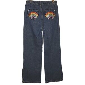 Cider Women's sz M Wide Leg High Rise Rainbow Pockets, Y2K, Carnaval, Feminine